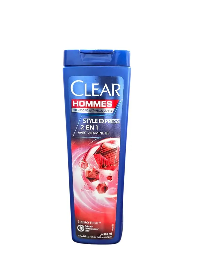 shampooing antipelliculaire Clear homme - Style Express 2en1 avec vitamine B3- 180ml